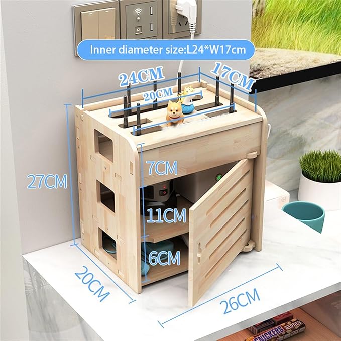 Cable Organizer Box Solid Wood Router Storage Box Wall-Mounted WiFi cat Plug-in Wire Board Placement Shelf Desktop Set-top Box Rack Cable Management Box (Size : S)