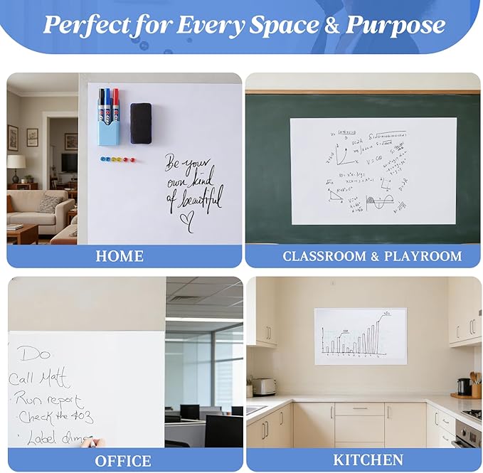 Magnetic Whiteboard Contact Paper Adhesive 15.75" x 23.62", Dry Erase White Board for Wall, White Board Sticker Easy to Write and Clean Magnet Board for Classroom Office Home