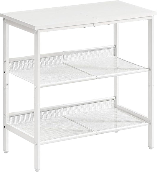 HOOBRO End Table, 3-Tier Narrow Side Table, Nightstand with 2 Flat or Slant Adjustable Shelves for Small Spaces, Hallway, Living Room, Bedroom, Sturdy, Easy Assembly, White WT23BZ01G1