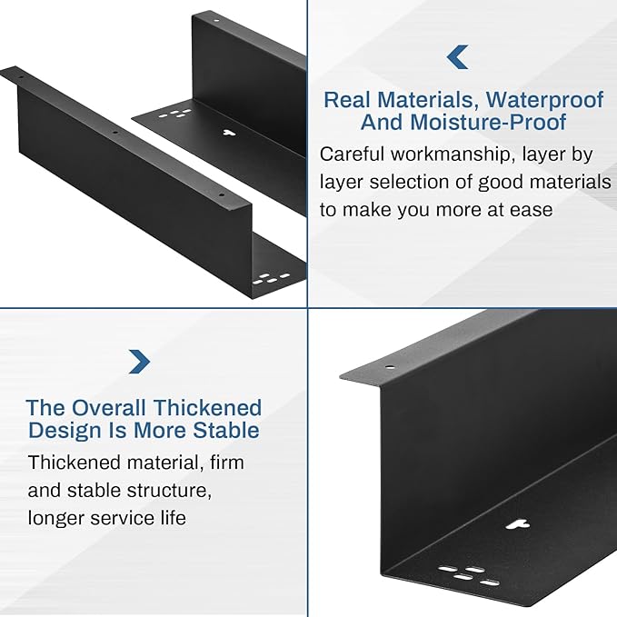 Barydat 2 Set 16" x 4" Cash Drawer Under Counter Mounting Brackets Heavy Duty Steel Metal Black Mounting Bracket for Installation of 16" Cash Registers Drawer Under The Counter