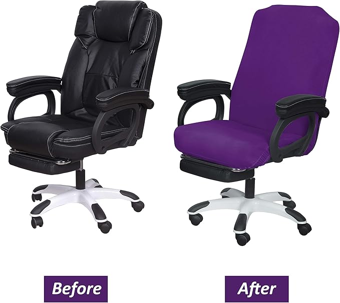 SARAFLORA Purple Office Chair Cover- Large, Removable, Durable, Stretch Fit, Zipper & Elastic, Water Resistant, for Universal Rotating Chair Desk Chair Cover High Back Chair Seat