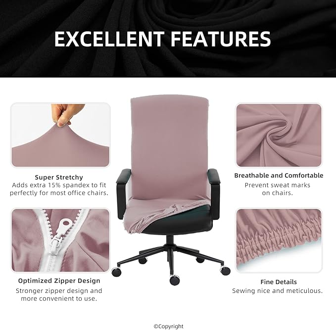 DIVA EN CAMINO DEC Office Chair Cover with Durable Zipper, Soft Stretch Slipcover for Desk, Boss, or High Back Chair