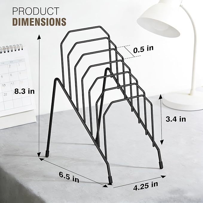 Gawerk Incline Desk Mail Organizer, Mail Sorter Letter Organizer Rack with 6-Section Vertical Compartments Rack for Letters, Postcards, Brochures, Mail Holder for Office, Home, School