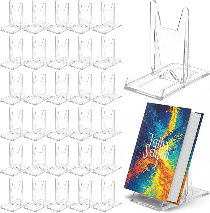 30pcs Adjustable Clear Display Holder Acrylic Book Stand for Display Easel Collector Stand Book Displays Stands for Home Office Wedding Birthday Comic Album CD Magazine Postcard Artworks Party