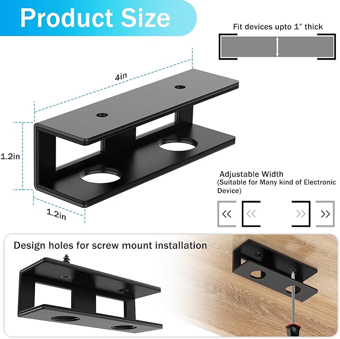 3 PCS Under Desk Laptop Mount with Anti-Scratch Silicone Pad Under Desk Holder Mount Shelf for Laptop Keyboard Storage（1 Pack）