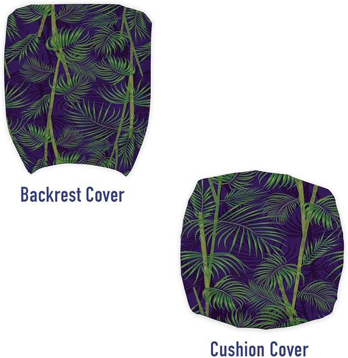 Ambesonne Hawaiian Office Chair Slipcover, Abstract Exotic Tropical Pattern Palm Branches and Leaves Summer Design, Protective Stretch Decorative Fabric Cover, Standard Size, Quartz Fern