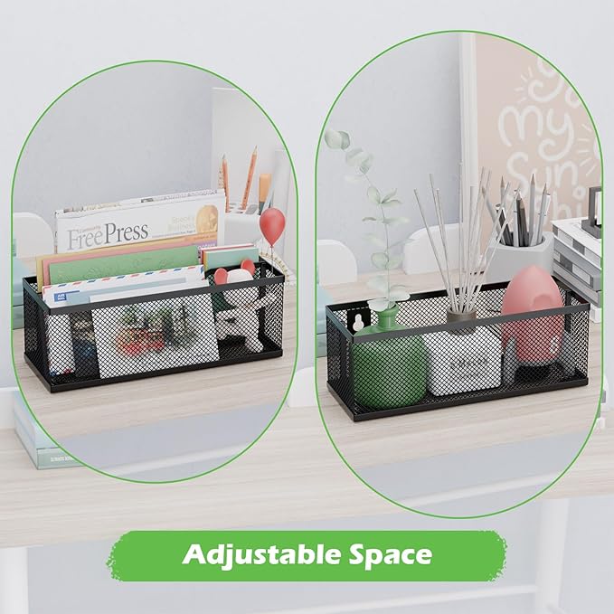 Mail Holder Countertop, Mail Organizer with 2 Slots, Mail Basket Wall Mounted Desktop Mail Sorter Letter Holder Box Envelope Organizer for Home Office, Black