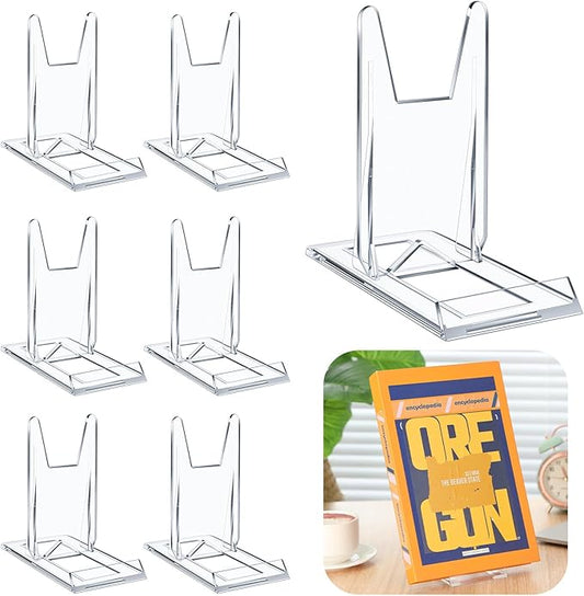 6 Pack 5.91 Inch Acrylic Book Stand for Display Adjustable Clear Display Holder Easel Collector Stand for Home Office Back to School Comic Album Cd Magazine Postcard Artworks