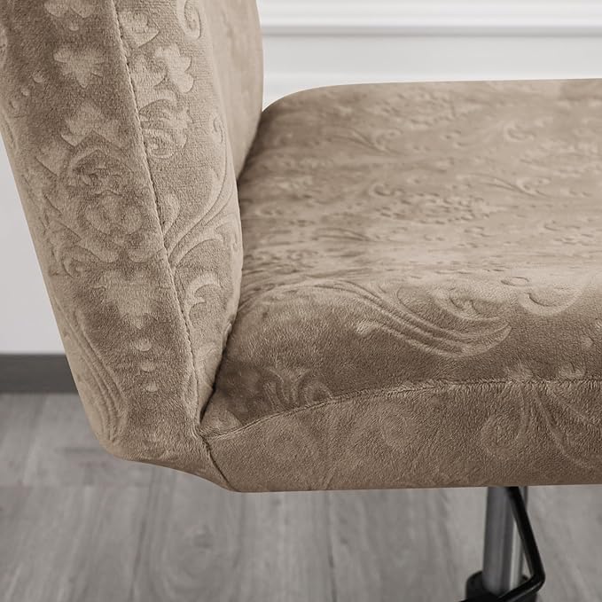 Criss Cross Chair Cover Armless Chair Slipcover Office Desk Chair Covers Velvet Embossing Mid Back Wide Seat Accent Chair Covers for Computer Chairs and Vanity Chairs(Velvet-Camel)