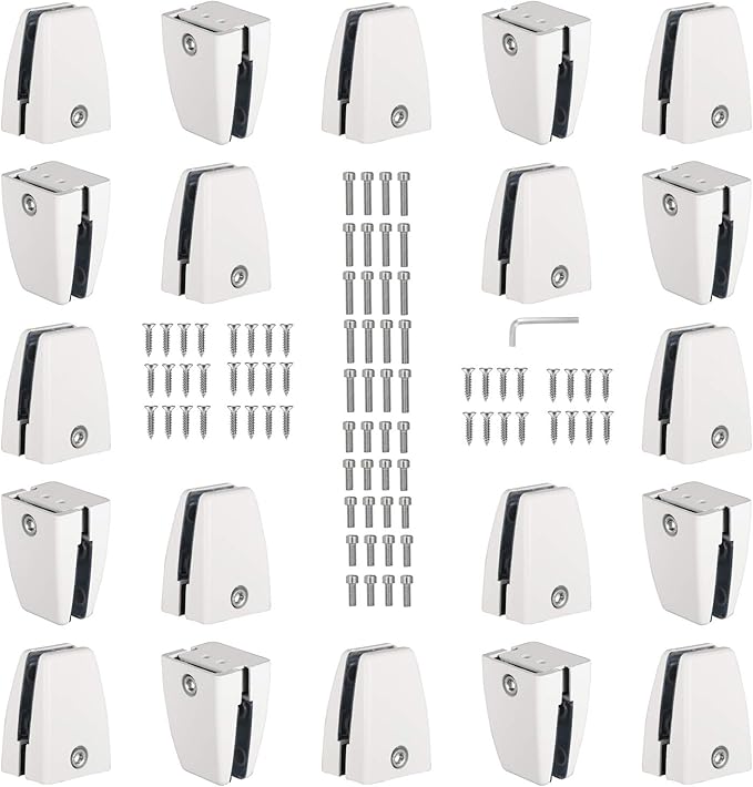 20 PCS Office Desk Partition Support Bracket,Desk Divider Clamp Brackets Shelf Clip Clamp Holder Screen Clip Holders,Desk Privacy Screen Clips Clamps Sneeze Guard Bracket Support 0-1/2" Panel