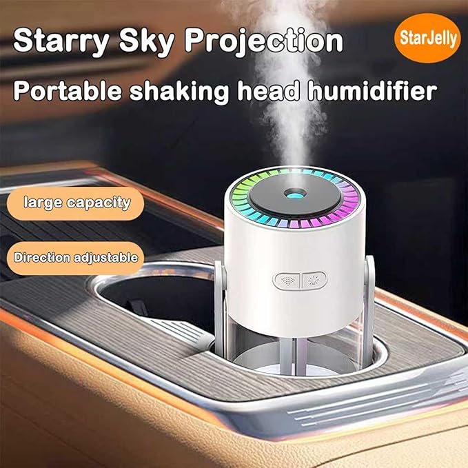 Portable Starry Sky Projection Humidifier, USB Mini Humidifier, 360° Rotating Nozzle, Colorful Lights, Anti-Clogging Technology, Ultra-Quiet Design, Suitable for Offices, Bedroom, Desktops. (02 Pink)