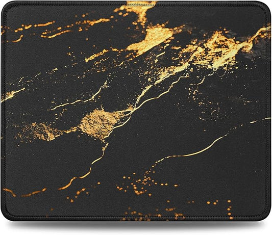 JIKIOU Mouse Pad with Non-Slip Rubber Base, Premium-Textured & Washable Computer Mousepad with Stitched Edges, Mouse Pads for Computers, Laptop, Gaming, Office & Home, 10.2 x 8.3 in Yellow Gilding