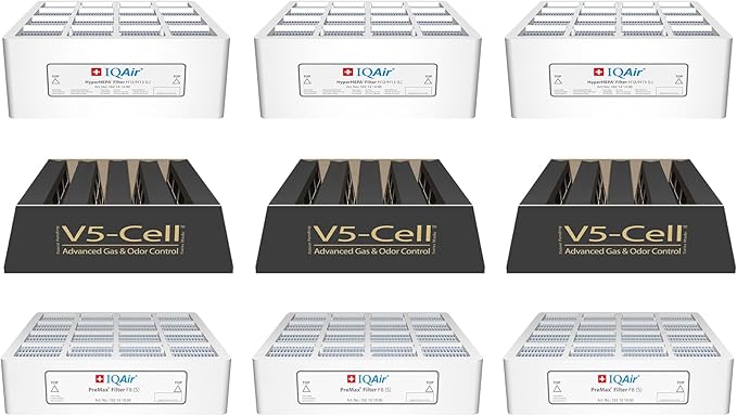IQAir 3-in-1 Filter Bundle 3 Pack- Genuine Replacement Filters for HealthPro Plus - PreMax Pre-Filter - V5 Cell Gas & Odor Filter - Patented HyperHEPA Filter - Swiss Made Filters for Air Purifiers