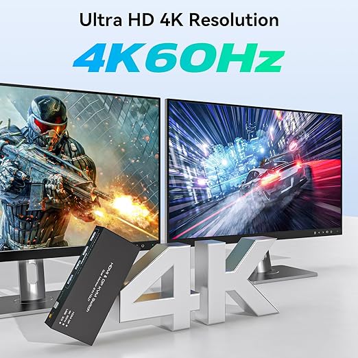 HDMI+Displayport KVM Switch 2 Monitors 2 Computers 4K@60Hz KVM Switcher for Two PC Share Dual Monitors and 4 USB 3.0 Ports Support Extended/Copy Mode with Desktop Controller&2 USB Cables