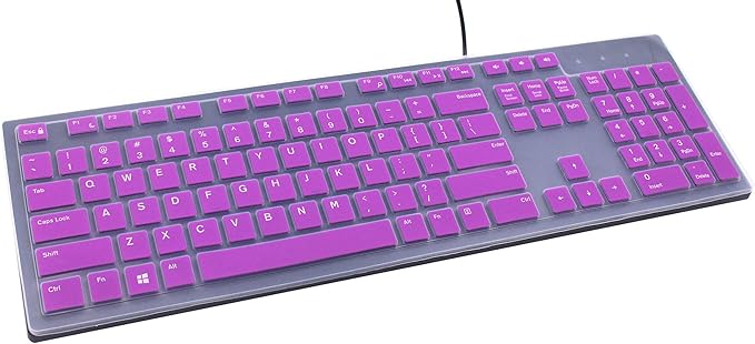 Keyboard Cover Compatible for Dell KM636 KB216 Keyboard, Dell Optiplex 5250 3050 3240 5460 7450 7050, Dell Inspiron AIO 3475 3670 3477, Dell Inspiron 27 7000 7700 7790 All-in-One Keyboard (Purple)