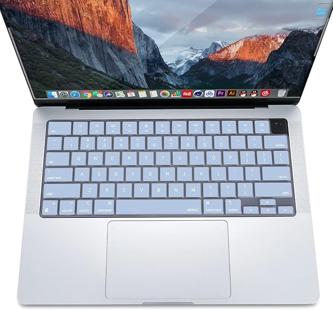 MOSISO Keyboard Cover Skin Compatible with MacBook Air 15 inch M3 A3114 M2 A2941/Air 13.6 A3113 A2681/Pro 14/16 M4 M3 M2 M1, Pastel Blue