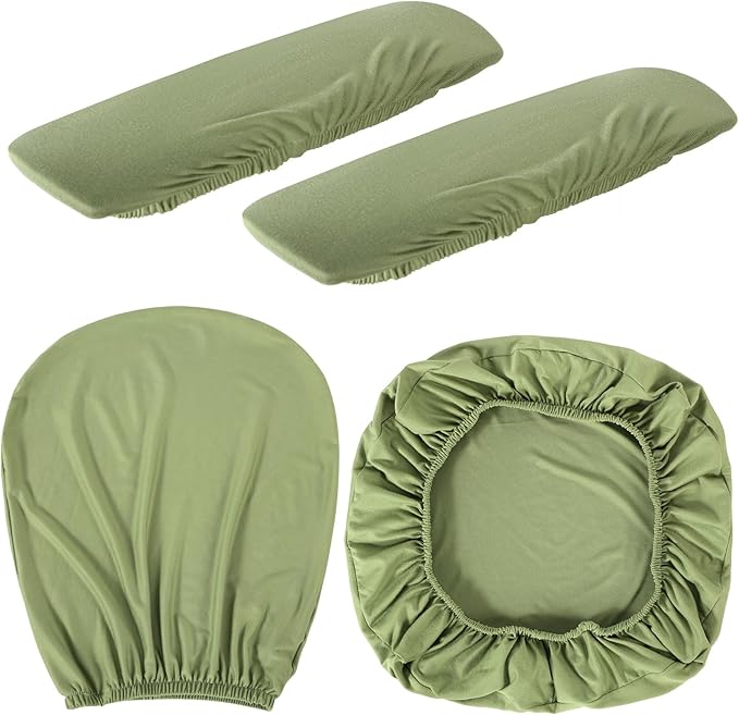 Tallew 4 Pcs Office Chair Covers Set Computer Universal Protective Stretchable Chair Seat Covers Desk Armrest Cover Pads Office Cushion Backrest for Rotating(Regular,Yellow Green)