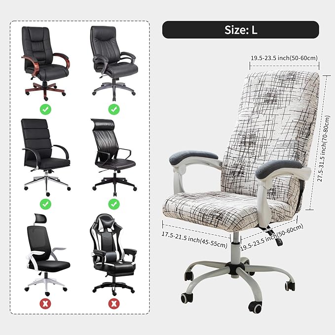 FORCHEER Patterned Large Office Chair Cover Stretch Printed Computer Armchair Slipcover for Desk Chair, Mesh Chair 1 Piece Washable Removable