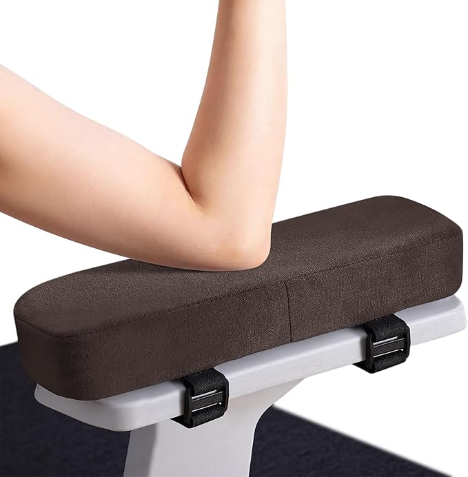 Smiry Ergonomic Office Chair Armrest Pads, Memory Foam Arm Rest Covers, Non-Slip Armrest Cushion with Adjustable Buckles and Straps, Elbow Relief for Desk, Gaming & Wheelchair (Chocolate, Set of 2)
