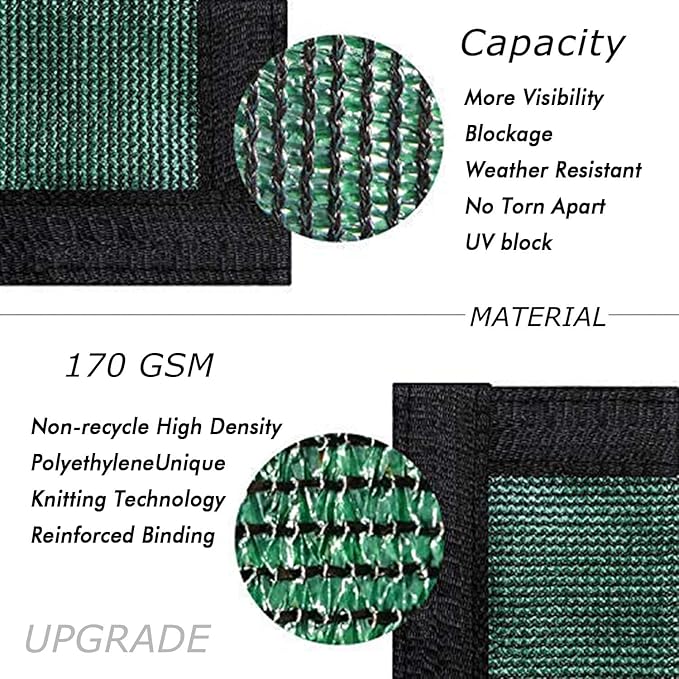 UPGRADE Privacy Fence Screen 3'x90' Dark Green Outdoor 90% Visibility Blockage 170 GSM Mesh Shade Cover Panels for Backyard,Balcony,Home Decoration with Zip Ties,Customized Avaliable