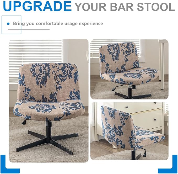 Levoberg Armless Criss Cross Office Desk Chair Cover Slipcovers Printed Vanity Desk Chair Covers Armless Cross Legged Wide Chair Covers Accent Mid Back Wide Swivel Task Chair Protector #17