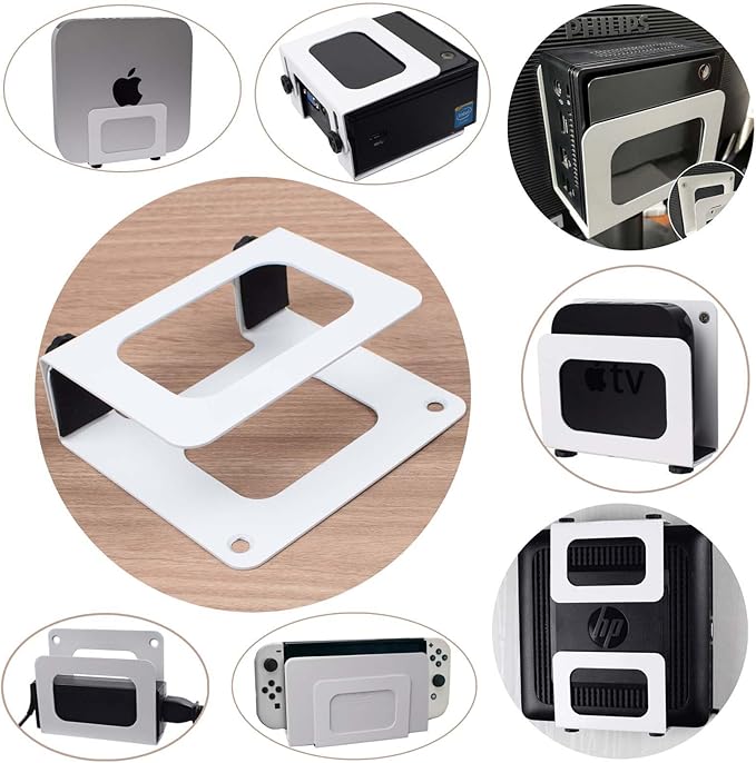 Adjustable Cable Box Mount Small Modem Wall Mount for Small Wide Media Devices Like Cable Boxes, Modems,DVD Players, Beelink Mini PC, Apple TV, Mac mini,Roku and More(Wide)