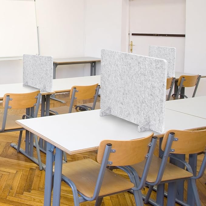 DOLLAR BOSS 4PCS Acoustic Desk Dividers 24" x 20", Soundproof Freestanding Privacy Panels for Table, Noise Reducing Desktop Partition for Office, Home, Classroom with 20 Pushpins, Light Grey