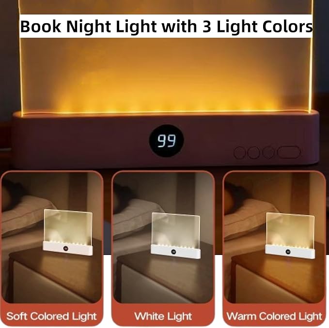 Book Light, Rechargeable Clear LED Flat Reading Light with 3 Colors& Timer, Dimmable Panel Plate Lamp Full Page Light, Night Reading for Readers (White 2)