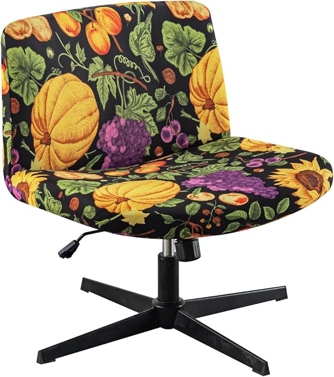 Armless Chair Slipcover Stretch Criss Cross Chair Cover, Mid Back Wide Seat Accent Chair Covers,Modern Vanity Chair Cover for Office Desk (Pumpkin)