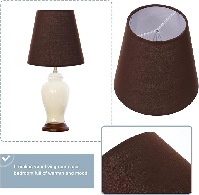 Kichvoe Cloth Lamp Cover 5.51In Brown Fabric Lampshade Clip on for Table and Floor Lamps Decorative Lighting Accessories