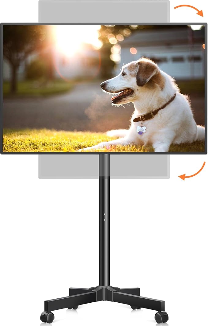 XINLEI Mobile TV Carts, Rotating Rolling TV Stand on Wheels for 13-50" Flat/Curved TVs Height Adjustable 30° Tilt Floor TV Stand Portable Monitor Stand Holds up to 44lbs Max VESA 200x200mm ML1350