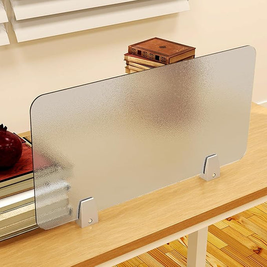 4 Pcs Desk Divider Privacy Panel 23.6 x 15.8 Inch Counter Desk Acrylic Panel Holder Free Standing Privacy Shield Work Station Desk Divider Partition for Offices Schools Call Centers (Frosting)