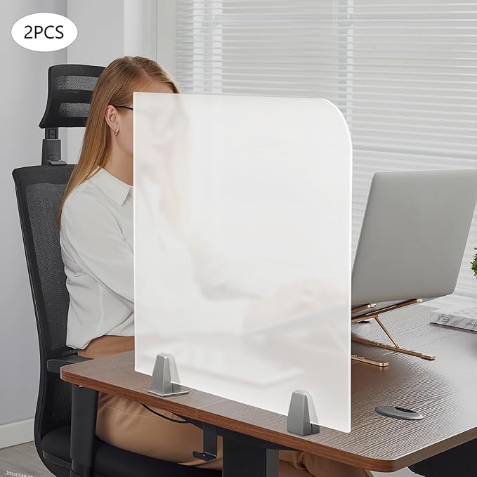 Desk Privacy Panel, Desk Divider, Desks Partition, Frosted Acrylic Desktop Privacy Panel with Stable C-Clamp for Home Office School Retail Clinic (2Pcs, 23 * 18 * 2in)