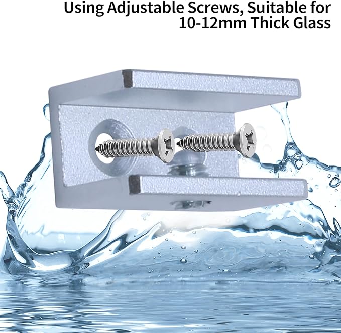 8 Pack Glass Shelf Bracket Floating Shelf Clips, Adjustable Clamp Glass Shelf Holder for 10-12mm Thickness, Shower Brackets Replacement Parts(Silver, Rectangle)