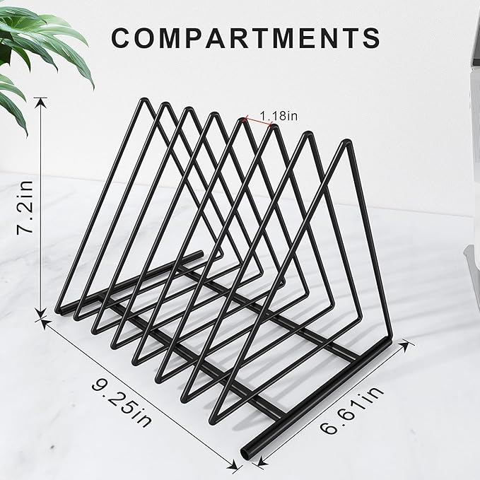TOPCJ 2 Sets Upgraded Triangle File Folder Rack,7 Sections File Holder,File Storage Sorter/Stand,Desktop File Organizer,Wire Organizer Rack,Magazine Folder Holder,Letter/Legal, Anti-Scratch/Rusty