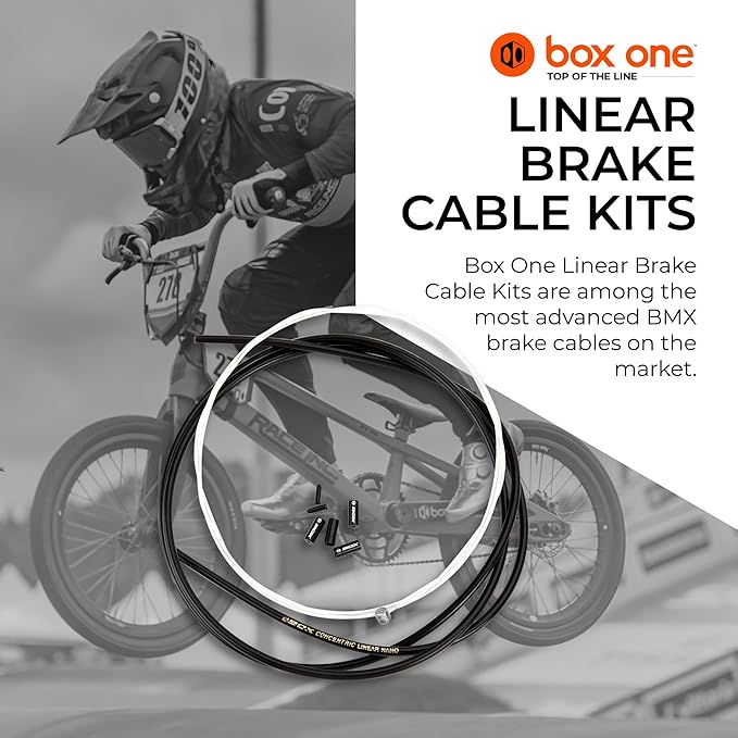 Box One/Two Linear Bicycle Brake Cable Housing Kit with 1 Set Bike Brake Line, 1 Piece Bike Cable Housing with 2 Alloy End Caps Compatible for All V Brakes