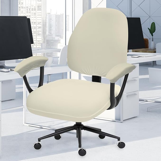 DIVA EN CAMINO DEC Split Office Chair Seat Covers - Universal Stretch Computer Chair Slipcover - Washable Rotating Backrest Coverings & Cushion Protectors & Armrest Covers for Dogs, Cats, Pets