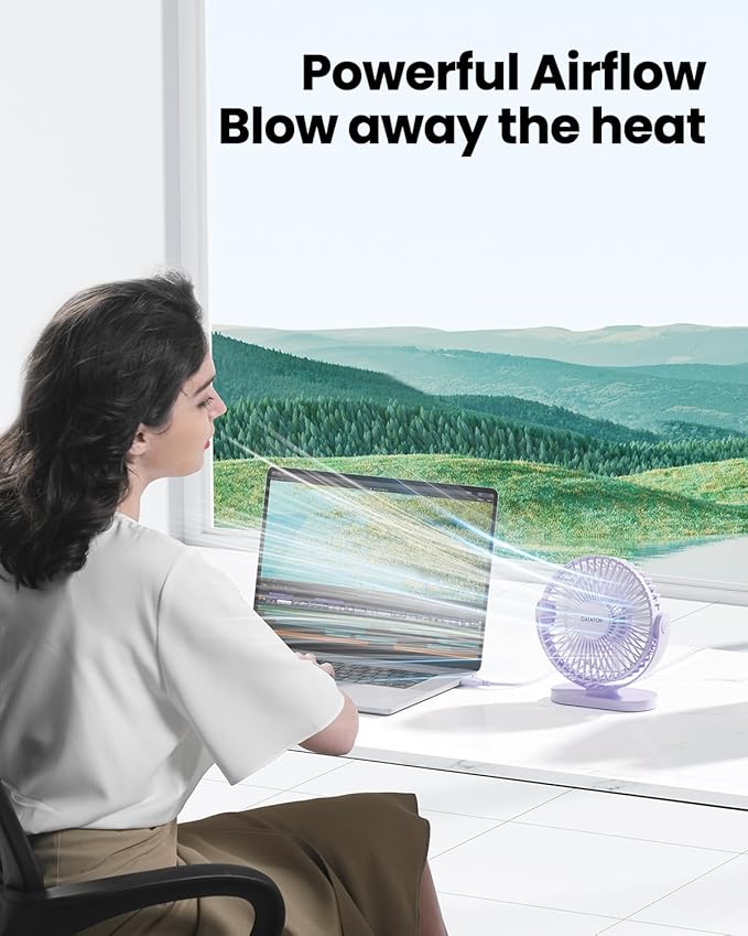 Gaiatop USB Desk Fan, 5.5 Inch Small Quiet Powerful 3 Speeds 90° Rotate, Personal Mini Portable Desktop Table Fans, Cooling for Home Office Car Travel Indoor Outdoor Pink (Pack of 2)