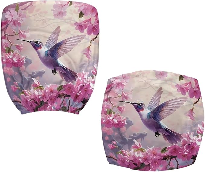 Hummingbird Flower Office Chair Covers Washable Computer Chair Cover Ethnic Split Protective Stretch Desk Chair Seat Covers Dorm Computer Rotating Chair Slipcover Party Favor Pink