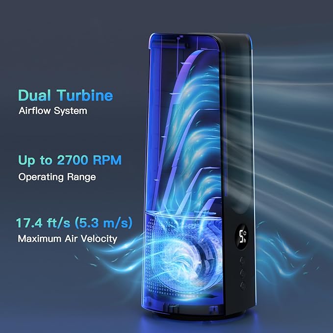 13 Inch Desk Fan, Portable Bladeless Fan, Small Quiet Table Fan with 60°Oscillating, 5 Speeds & 9H Timer, LED Display, Button Control, Easy to Clean, Personal Desktop Fan for Bedroom, Office, Home