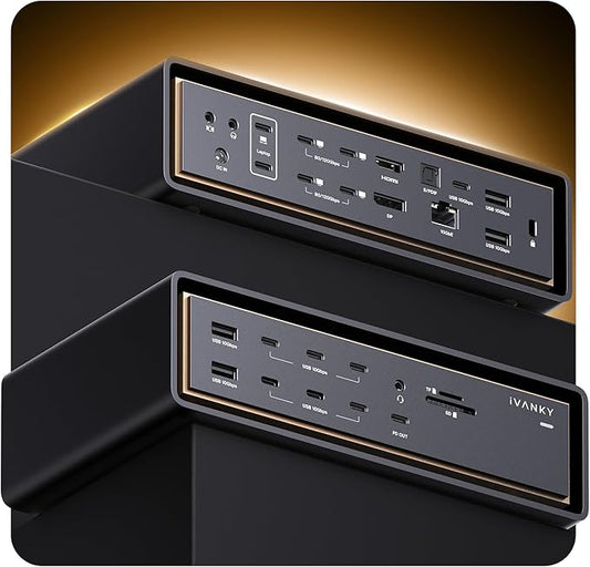 iVANKY 26-in-1 FusionDock Ultra for Dual Thunderbolt 5 Chips, 10GbE MacBook Docking Station, Quad 6K/Triple 8K Display Dock for Mac M1-M5 Pro/Max, 120Gbps, 240W (Incompatible with Windows)