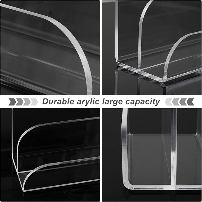 Acrylic Mail Organizer - 2 Section Desk Organizer with File Sorter and Letter Holder