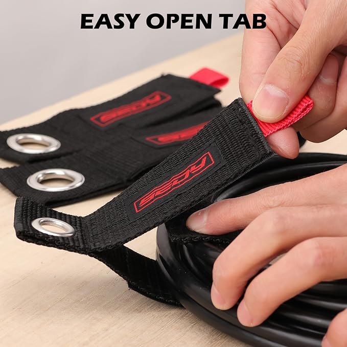 6 Pack Heavy Duty Large Storage Straps, 13", 10", 17" Reusable Cable Ties with Carry Handle, Cord Organizer Loop Hangers for Extension Cords, Hoses, Power Cables, and Ropes