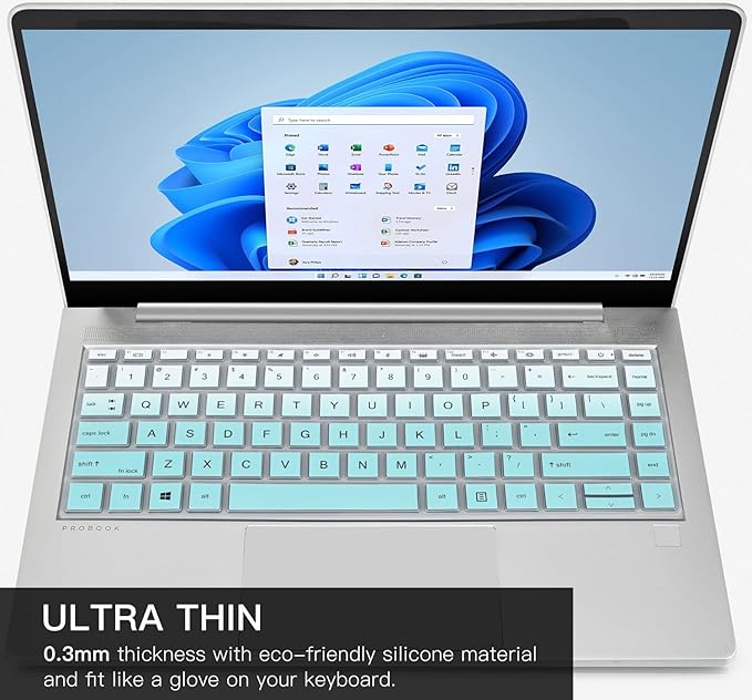CaseBuy Keyboard Cover for 14" HP Probook 440 445 G8 G9 G10 2023 2022, HP Probook 640 G7 G8 14" Notebook Protector Skin(Not Fit Probook 440 445 G5 G6 G7) -Ombre Mint