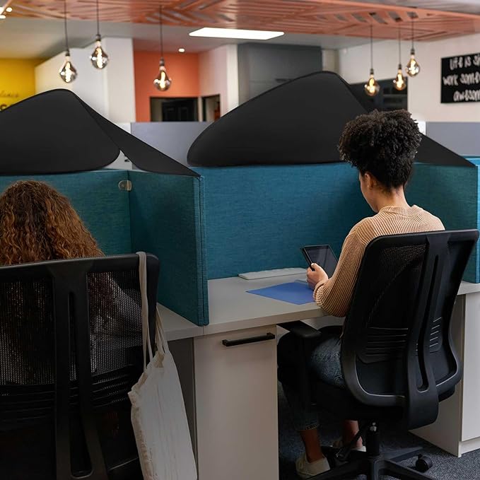 Juexica Foldable Office Cubicle and Desk Shade, Portable 27.5 Inch Cubicle Shade Canopy for Light Sensitive Workers, Block Light and Airflow, for Working Partitions Corner Privacy Accessories(Black)