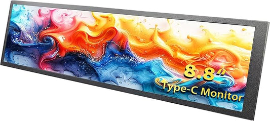 8.8-inch Touchscreen Bar Display, 1920x480, Metal Shell IPS Portable Touch Monitor with USB-C Port. Compatible with Raspberry Pi, Laptop Aida64 Monitoring, GPU/CPU Stats, and PC Case Mini Screen