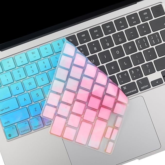 2 Pack Keyboard Cover Skin for 2026-2023 MacBook Air 13" 15" M5 M4 M3 M2, 2026-2021 MacBook Pro 14" 16" M5 M4 M3 M2 M1 Pro/Max, 14.2" 16.2" MacBook Pro /13.6" 15.3" MacBook Air, US, Stylish Colorful