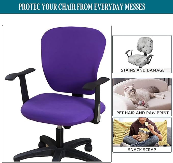 Office Computer Chair Cover Stretch Universal Jacquard Seat Slipcover 2 Piece for Desk Rotating Armless Chair, Removable Washable Anti-dust Chair