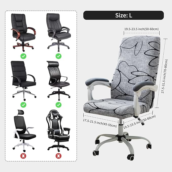 FORCHEER Patterned Large Office Chair Cover Stretch Printed Computer Armchair Slipcover for Desk Chair, Mesh Chair 1 Piece Washable Removable