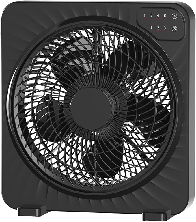 PNTCK 13" Quiet Desk Fan with 3 Speeds, 5 Blades, Powerful Box Fan with Convenient Touch Control, 15h Timer, Portable Cooling Fan Table Fan for Bedroom Home, Office, Kitchen